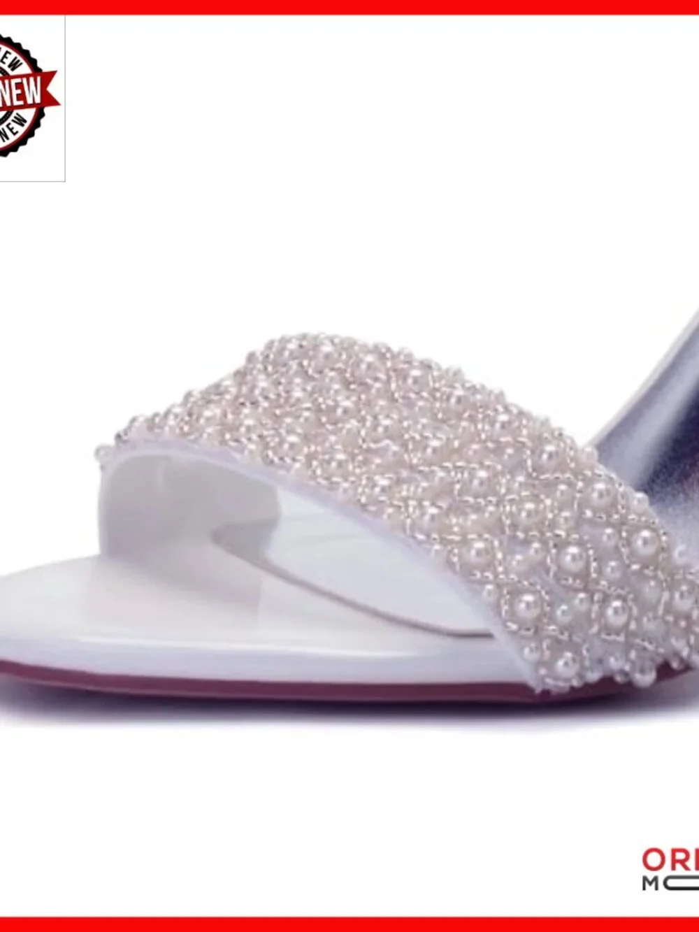 Pearl Block Heel Sandals Open Toe Ankle Strap Wedding Party Shoes